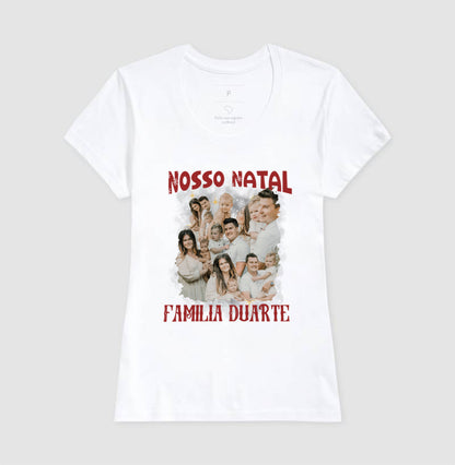 Camiseta Bootleg Personalizada Nossa Família Natal