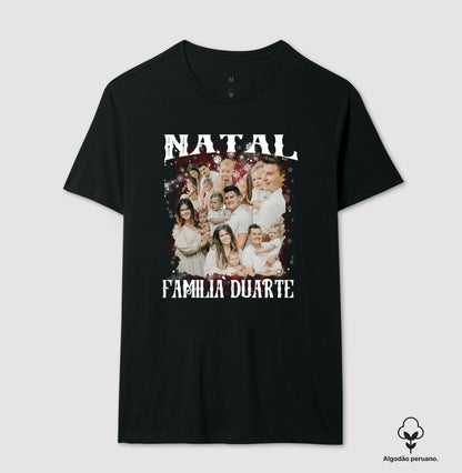 Camiseta Bootleg Personalizada Nossa Família Natal (Algodão Peruano)