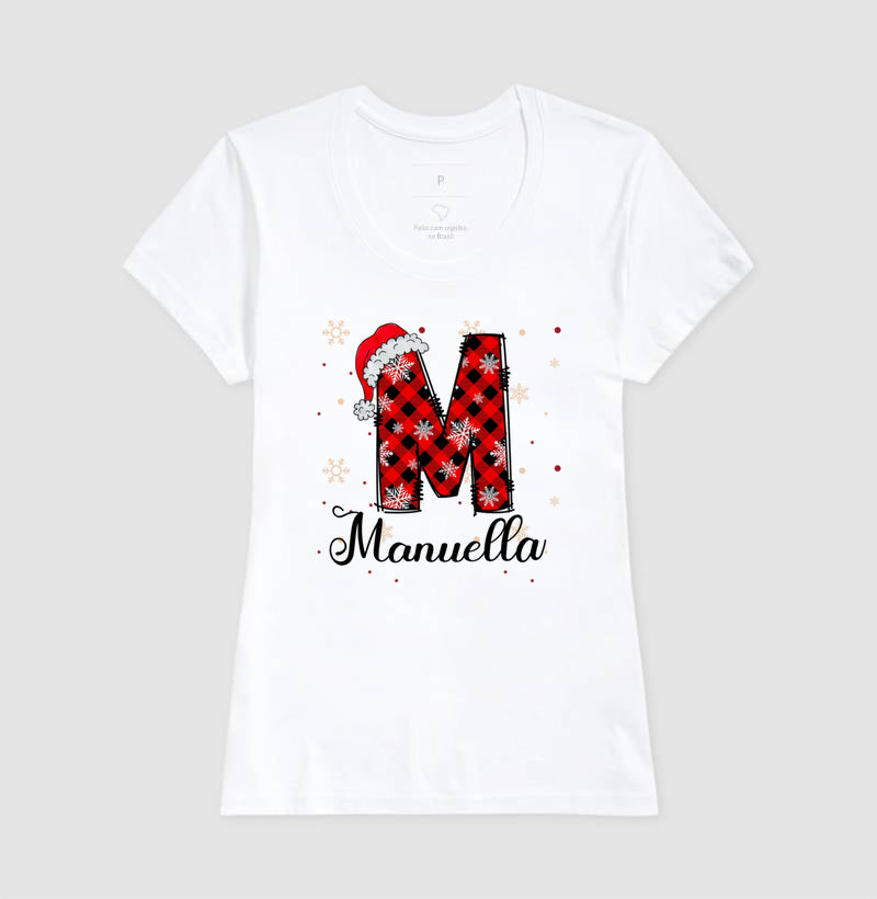 Camiseta Personalizada Natal Inicial do Nome