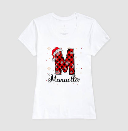 Camiseta Personalizada Natal Inicial do Nome
