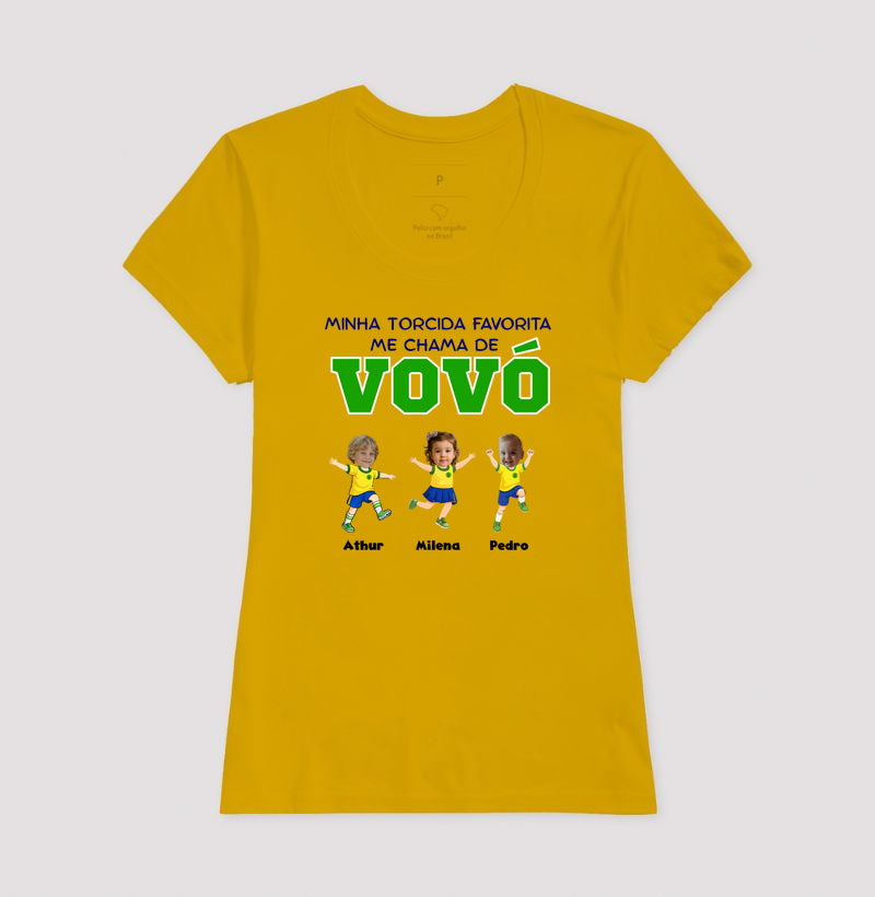 Camiseta Personalizada Vovó/Vovô Minha torcida favorita - Copa do Mundo