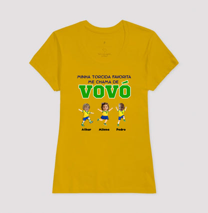 Camiseta Personalizada Vovó/Vovô Minha torcida favorita - Copa do Mundo