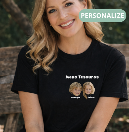 Camiseta Personalizada Meus Tesouros Mãe/Avó
