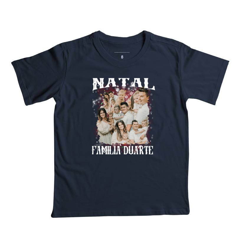 Camiseta Bootleg Infantil Personalizada Nossa Família Natal
