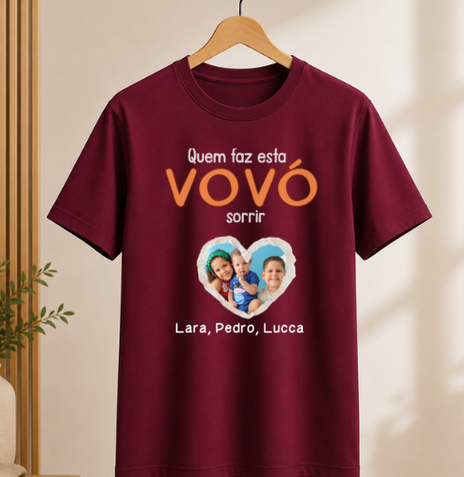 Camiseta Personalizada Quem faz sorrir foto de coração