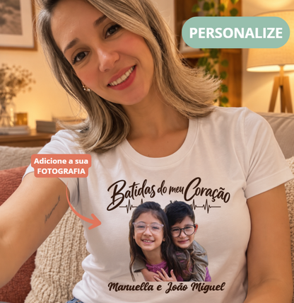Camiseta Personalizada Batidas do meu coração com foto
