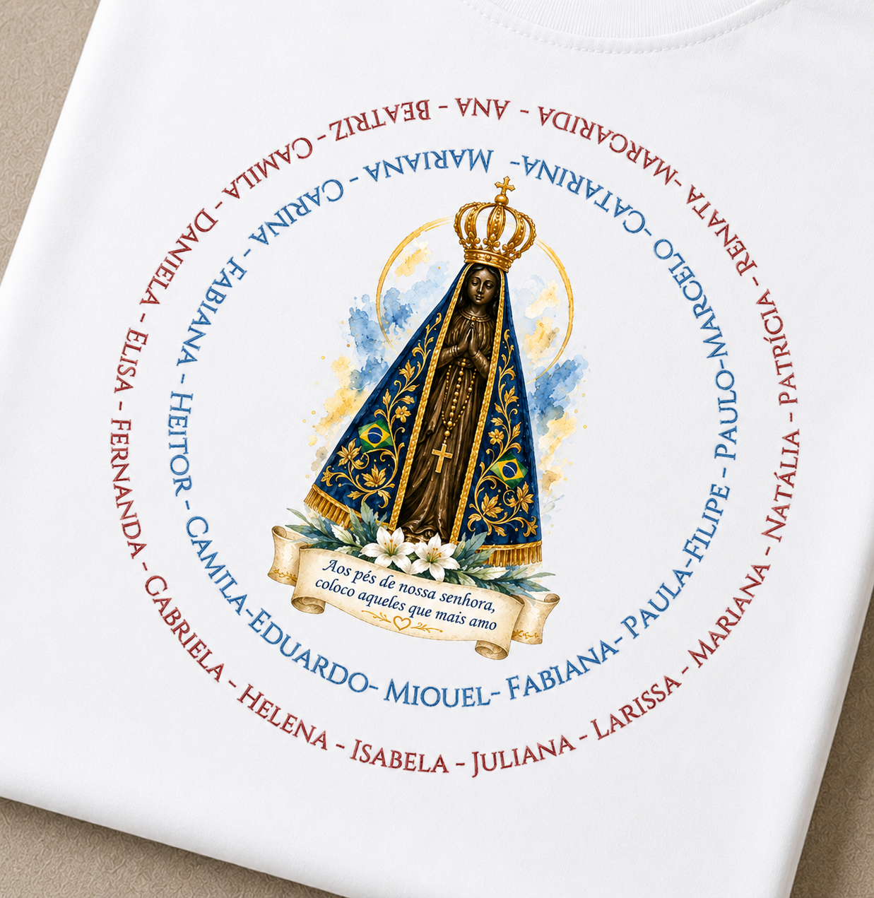 Camiseta Personalizada aos pés de Nossa Senhora