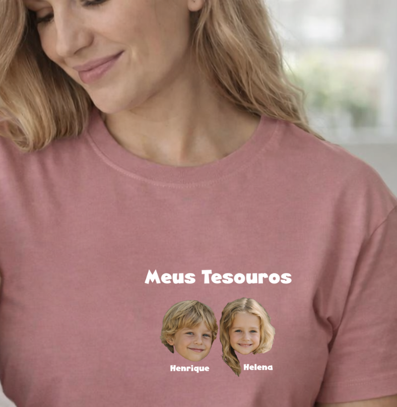 Camiseta Personalizada Meus Tesouros Mãe/Avó