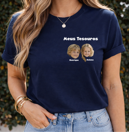 Camiseta Personalizada Meus Tesouros Mãe/Avó