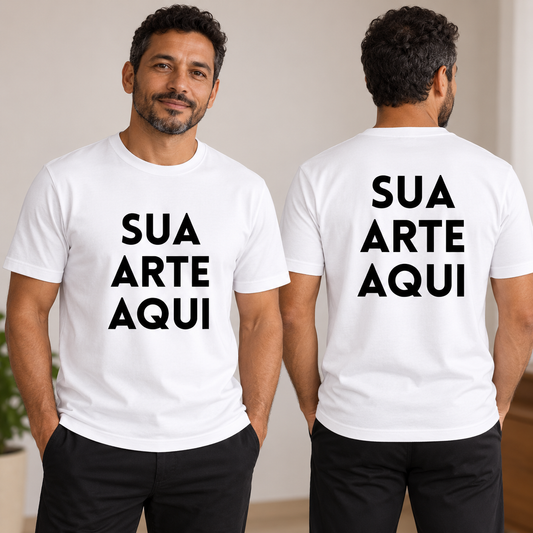 Camiseta Personalizada Envie a sua Arte - Bolso e Costas