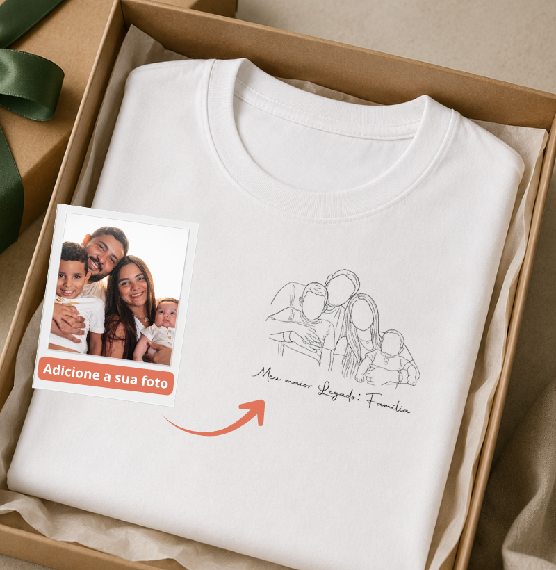 Camiseta personalizada foto desenho minimalista