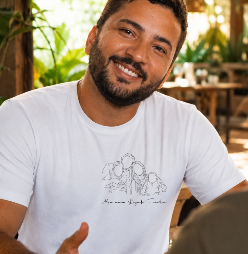 Camiseta personalizada foto desenho minimalista