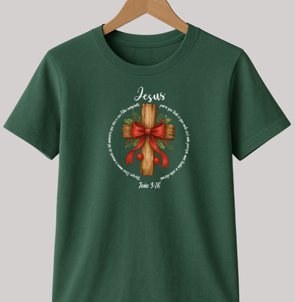 Camiseta natal Deus amou o mundo