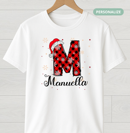Camiseta Infantil Personalizada Natal Inicial do Nome