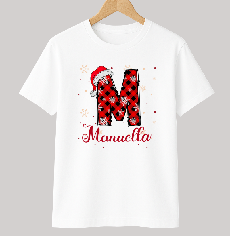 Camiseta Infantil Personalizada Natal Inicial do Nome