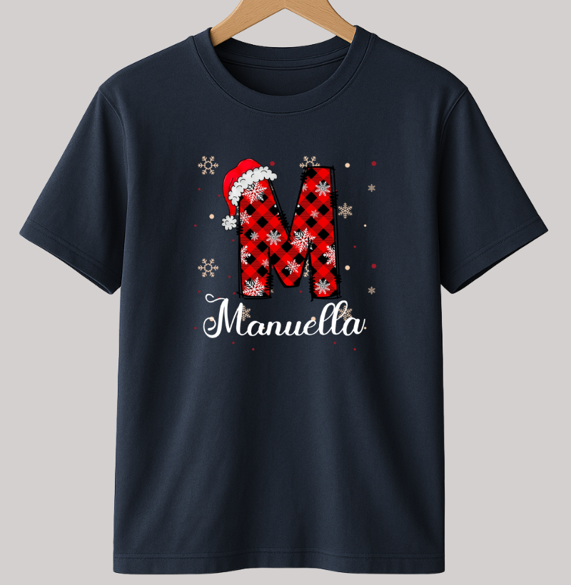 Camiseta Personalizada Natal Inicial do Nome