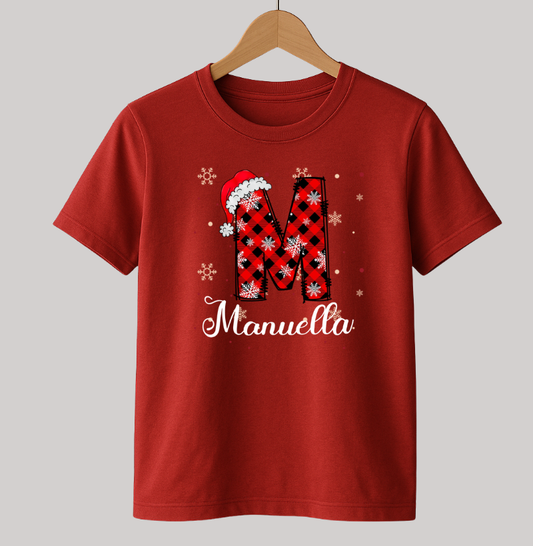 Camiseta Personalizada Natal Inicial do Nome