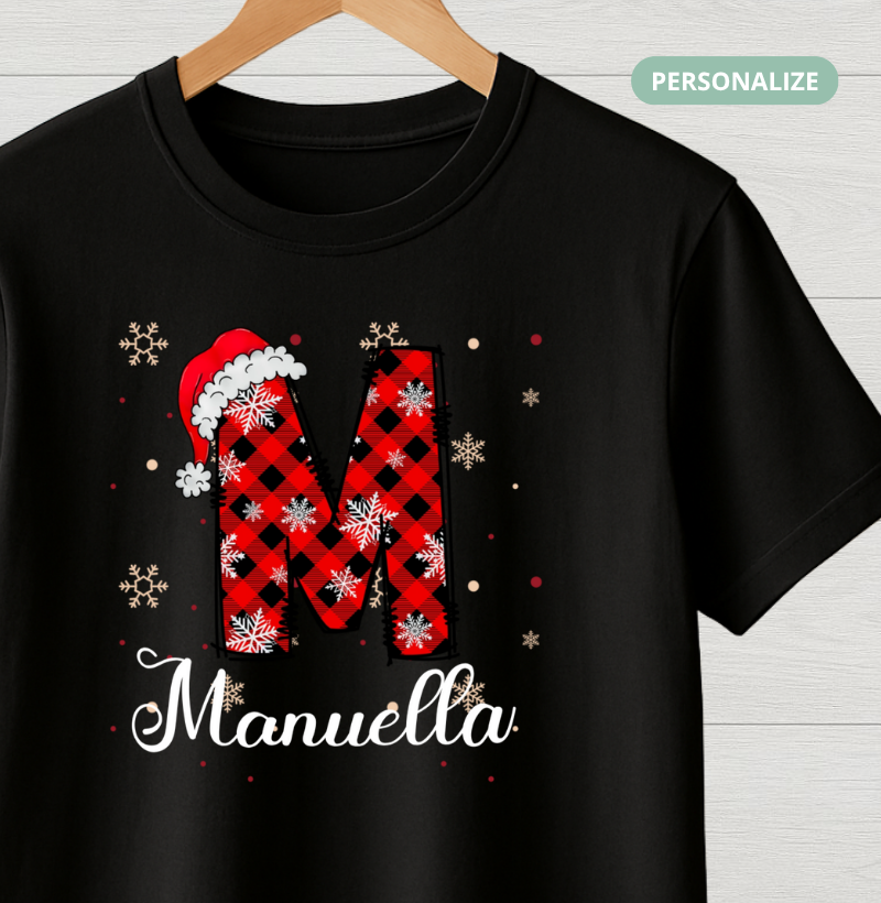 Camiseta Infantil Personalizada Natal Inicial do Nome