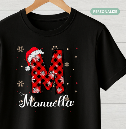 Camiseta Infantil Personalizada Natal Inicial do Nome