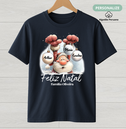 Camiseta Personalizada Natal Papai Noel (Algodão Peruano)