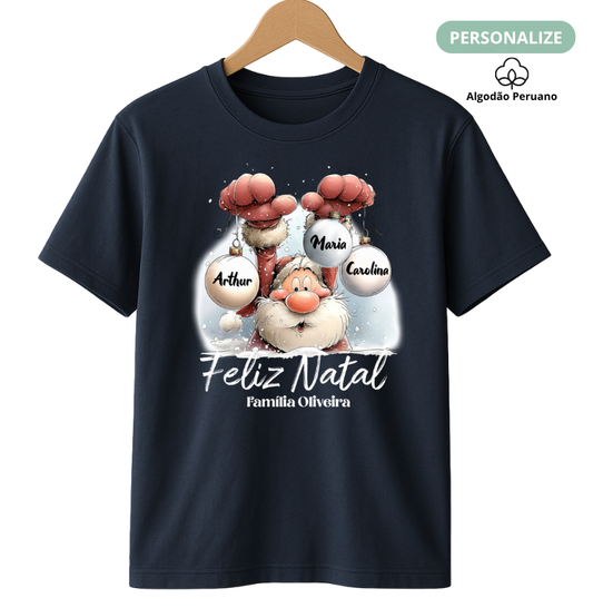 Camiseta Personalizada Natal Papai Noel (Algodão Peruano)