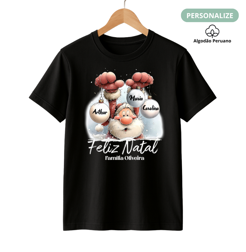 Camiseta Personalizada Natal Papai Noel (Algodão Peruano)