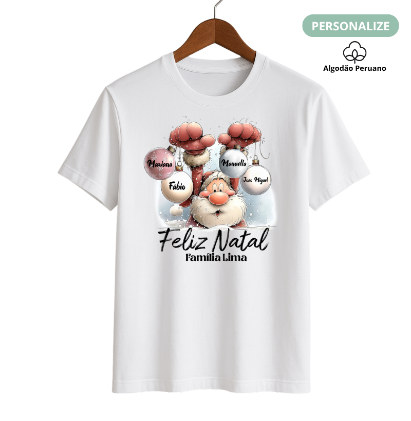 Camiseta Personalizada Natal Papai Noel (Algodão Peruano)