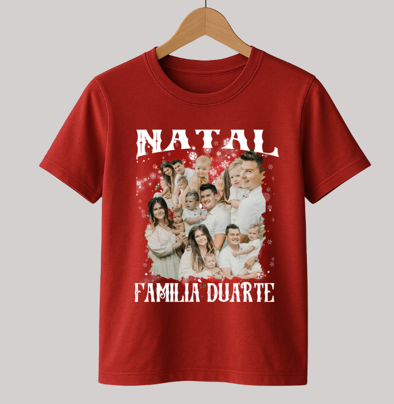 Camiseta Bootleg Personalizada Nossa Família Natal