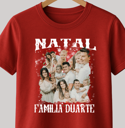 Camiseta Bootleg Personalizada Nossa Família Natal