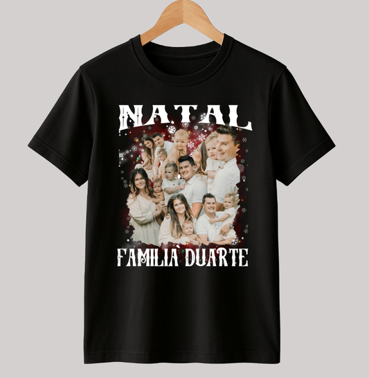 Camiseta Bootleg Infantil Personalizada Nossa Família Natal