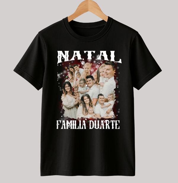 Camiseta Bootleg Infantil Personalizada Nossa Família Natal