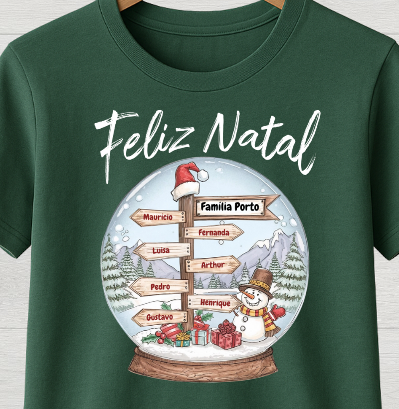 Camiseta Personalizada Globo de Neve Natal