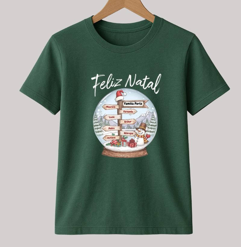 Camiseta Personalizada Globo de Neve Natal