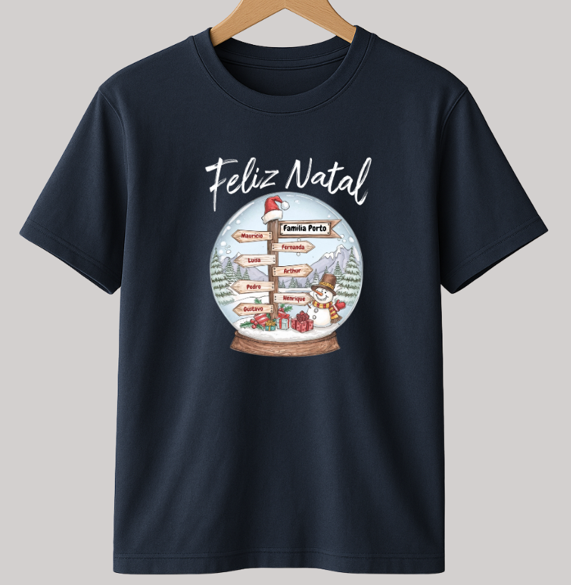 Camiseta Personalizada Globo de Neve Natal