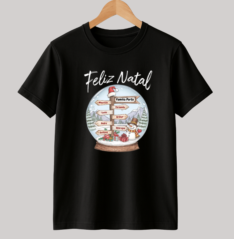 Camiseta Personalizada Globo de Neve Natal