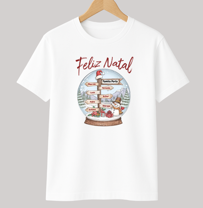 Camiseta Personalizada Globo de Neve Natal