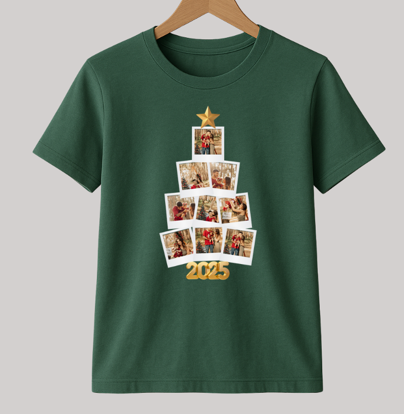 Camiseta Personalizada Árvore de Natal com Fotos