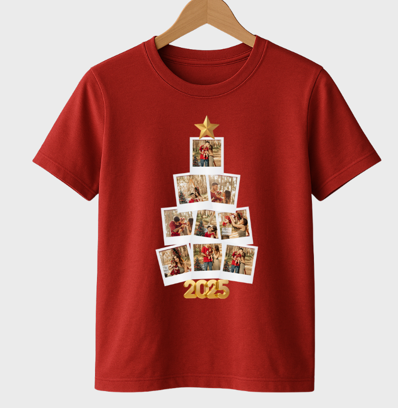 Camiseta Personalizada Árvore de Natal com Fotos