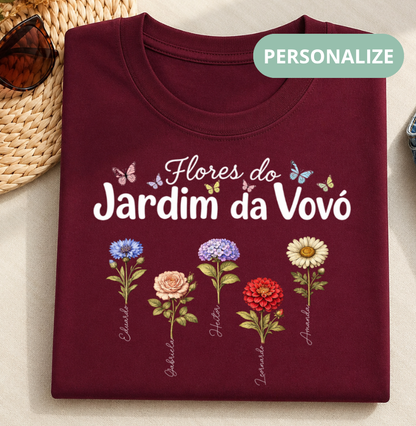 Camiseta Personalizada Flores do Jardim da Vovó