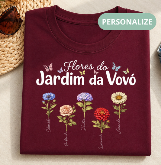 Camiseta Personalizada Flores do Jardim da Vovó