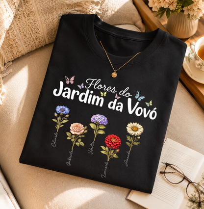 Camiseta Personalizada Flores do Jardim da Vovó