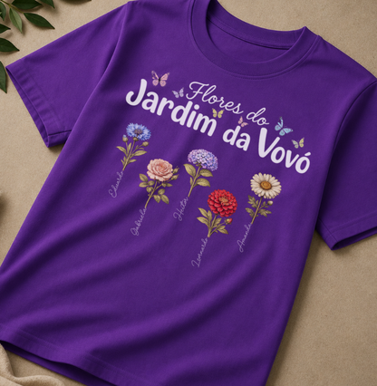Camiseta Personalizada Flores do Jardim da Vovó