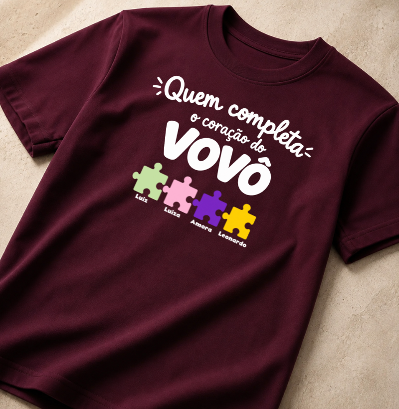Camiseta Personalizada Completa o coração do Vovô