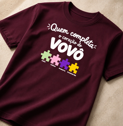 Camiseta Personalizada Completa o coração do Vovô