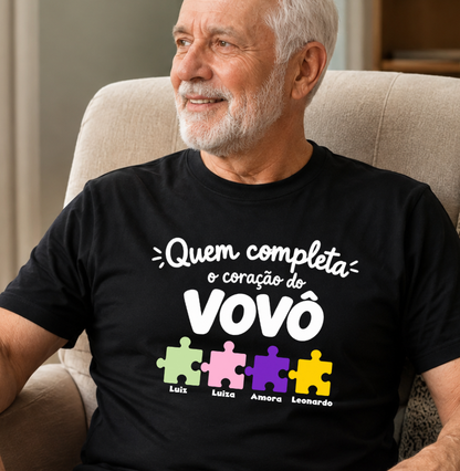 Camiseta Personalizada Completa o coração do Vovô
