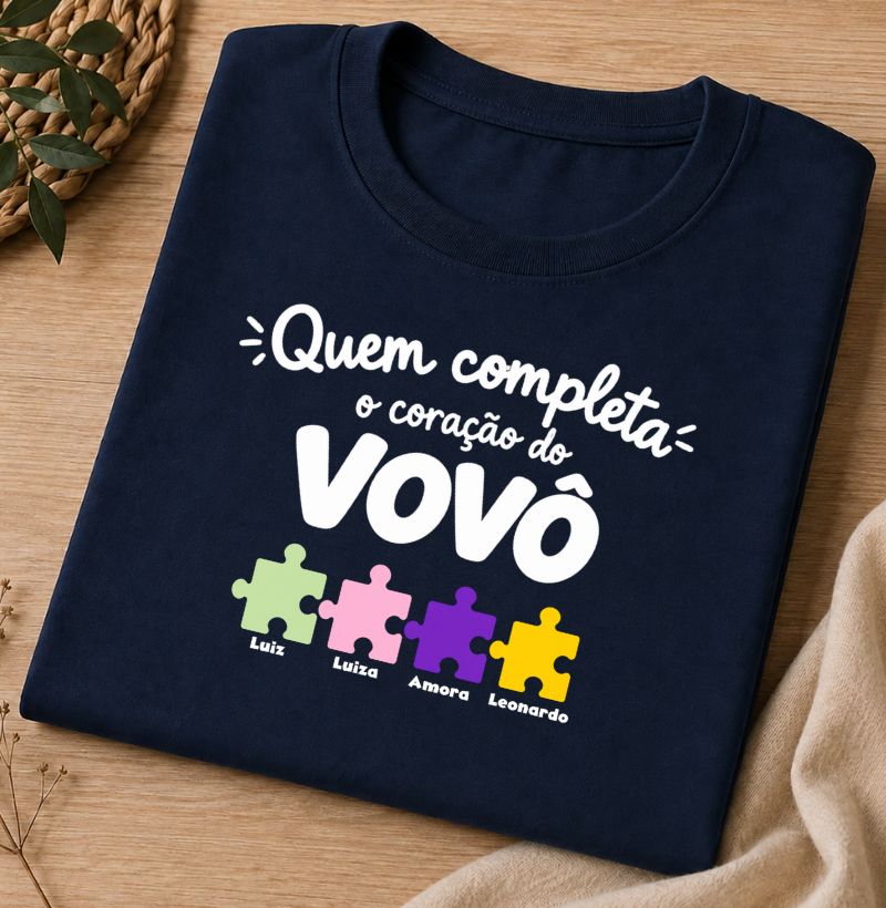 Camiseta Personalizada Completa o coração do Vovô