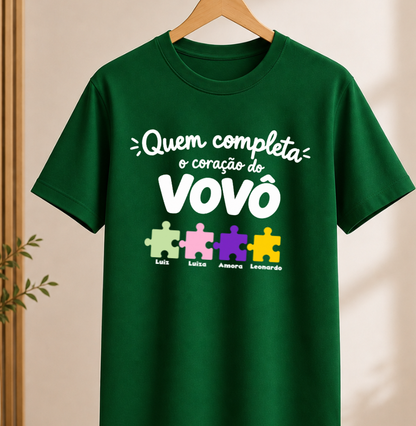 Camiseta Personalizada Completa o coração do Vovô