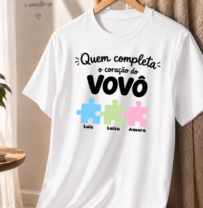 Camiseta Personalizada Completa o coração do Vovô