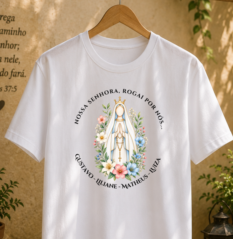 Camiseta Personalizada Nossa Senhora Rogai por nós