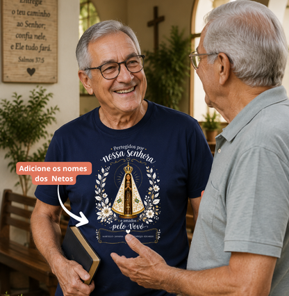 Camiseta Personalizada Nossa Senhora Protege e vovô ama